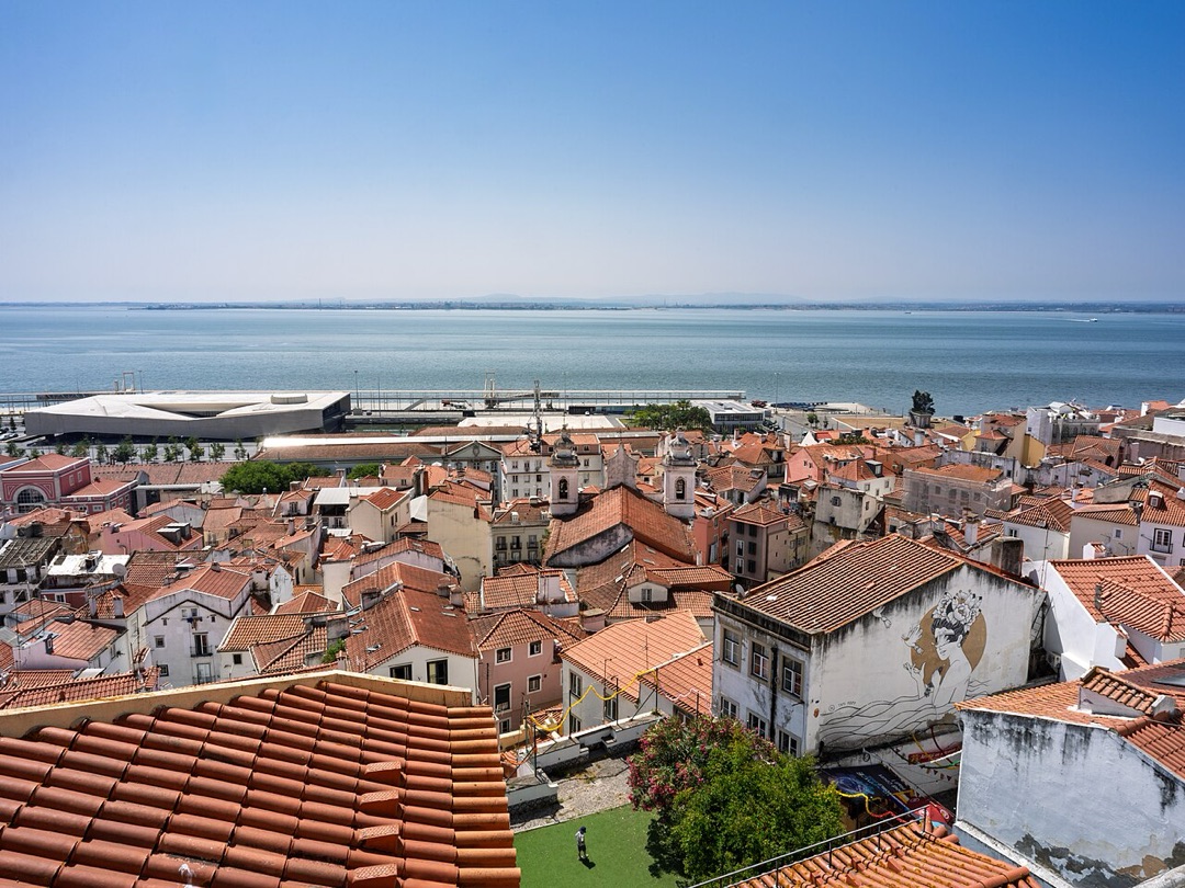 Rooftops of Alfama in Lisbon, seen from a viewpoint